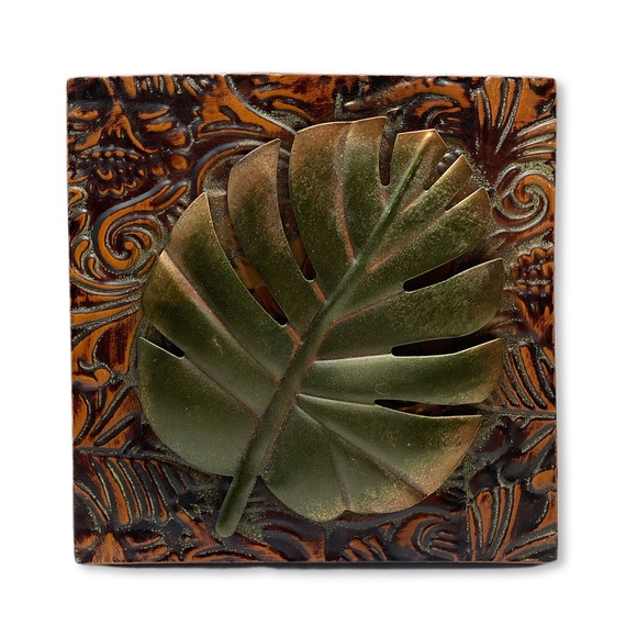 Other - Rustic Look Leaf Tin Tile Wall Art
